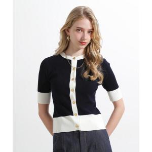 「PINKY&DIANNE」 半袖ニット 38 ネイビー レディース