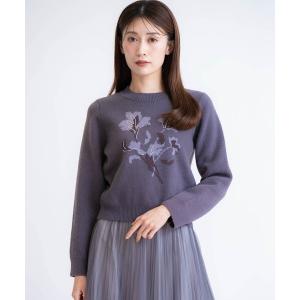 ニット セーター ビーズジャガードニット レディース