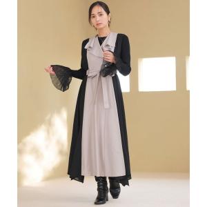 ワンピース シフォン切り替えジャンスカ