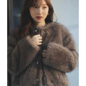 コート アウター ゴールドボタンファージャケット レディース