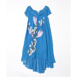 「Ted Baker」 花柄半袖ワンピース 3 ブルー レディース