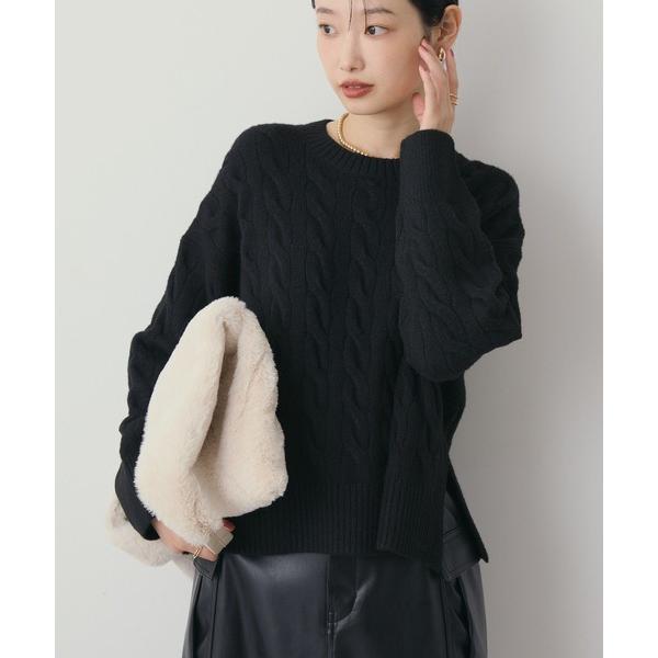 ニット セーター ミドルゲージケーブルニットプルオーバー レディース