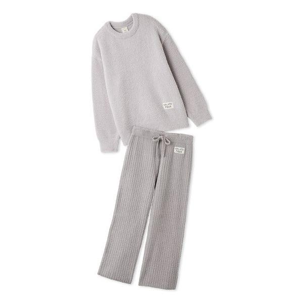 パジャマ ルームウェア カラフルパウダープルオーバー＆ベビモコリブロングパンツセット レディース