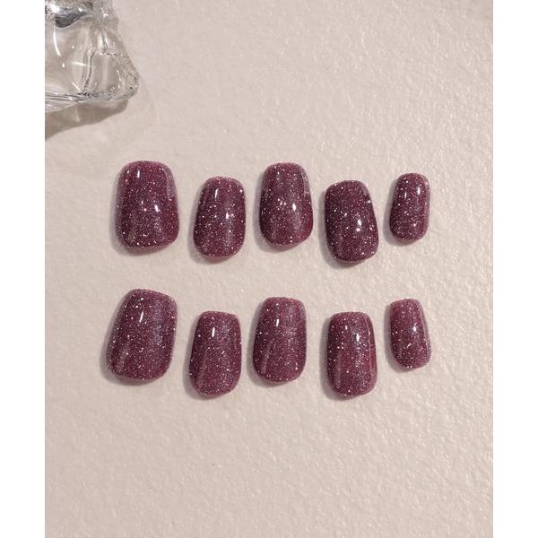 ネイルチップ ネイルシール 3D水光ネイルピンクグラデーションシルバードミラーラインオーバルネイルチ...