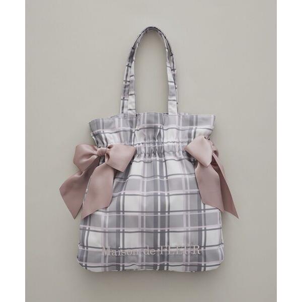 トートバッグ チェックダブルリボントートバッグ レディース