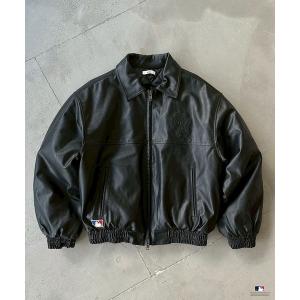 ブルゾン アウター Perushu × MLB パッチワーク刺繍ロゴ合成皮革中綿ブルゾン メンズ レディース