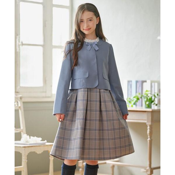 セレモニースーツ フォーマル 発表会 卒園式 入学式 「150-170cm」 チェックワンピース＆T...
