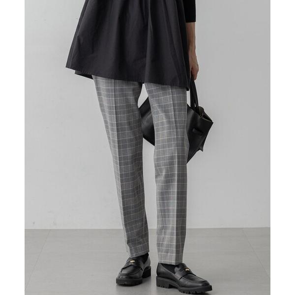 パンツ ウォームストレッチ チェック テーパード パンツ レディース