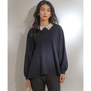 ニット セーター 襟付きチュニック プルオーバー レディース