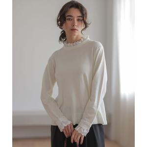 ニット セーター レースフリルスタンド ニット レディース