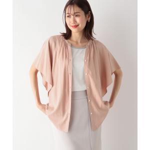 「GLOBAL WORK」 半袖ブラウス MEDIUM ピンクベージュ レディース