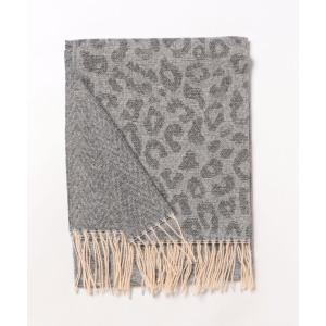 ストール マフラー レオパード＆ヘリンボーン柄JQストール レディース