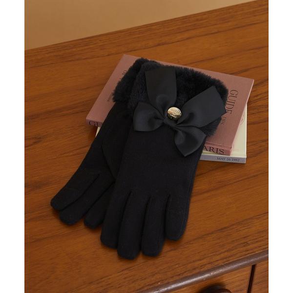手袋 ビッグリボンファーグローブ レディース