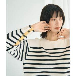 ニット セーター 釦デザイン配色ニット レディース