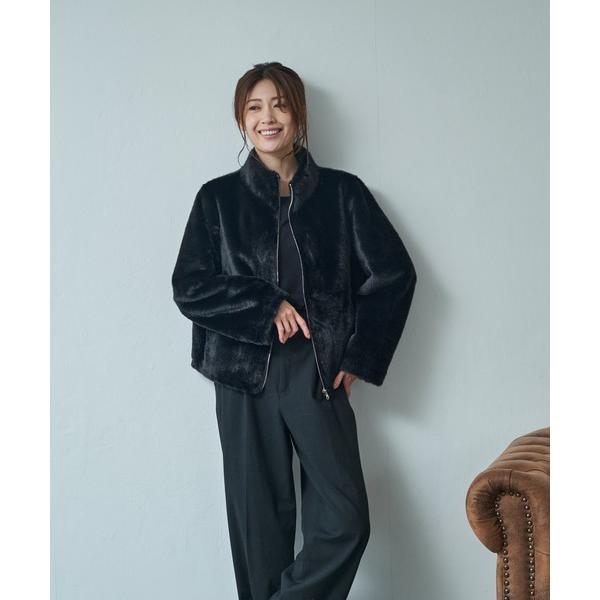 コート アウター フェイクファー ジップアップ ジャケット レディース