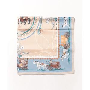 ストール マフラー ホース柄リバーシブルスカーフ レディース