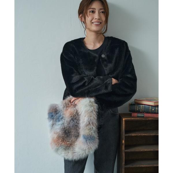 トートバッグ マルチカラー フェイクフォックスバッグ レディース