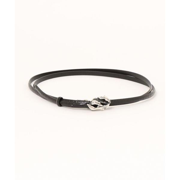 ベルト FABRIZIO MANCINI/型押二つ折りナローベルト/80 レディース メンズ