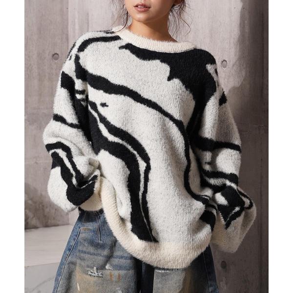 セーター ニット マーブル柄 ルーズ フェザーニット / Marble Pattern Loose ...