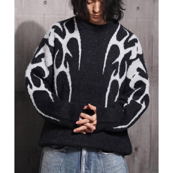 セーター ニット トライバル柄 ルーズ フェザーニット / Tribal Pattern Loose...