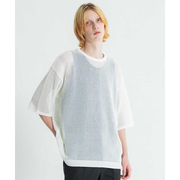 「LiNoH」 半袖ニット 1 ホワイト メンズ