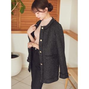 「HALUHIROINE」 ツイードジャケット FREE ブラック レディース