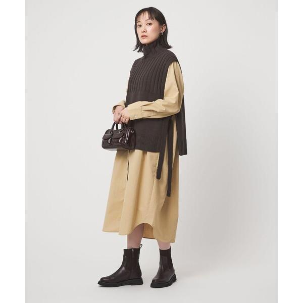 シャツワンピース ニット ベスト × シャツ ワンピース セット
