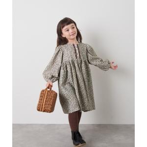 ワンピース 「リンクコーデ」選べる2柄フラワープリントコーデュロイレースヘンリーワンピース キッズ 子供服 女の子