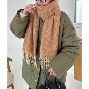 ストール マフラー レオパードジャガードストール レディース