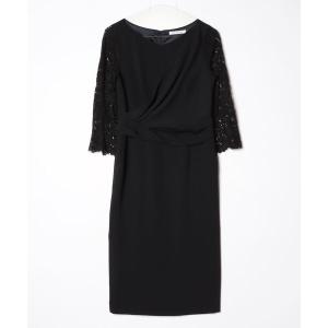 「PINKY&DIANNE」 7分袖ワンピース 38 ブラック レディース