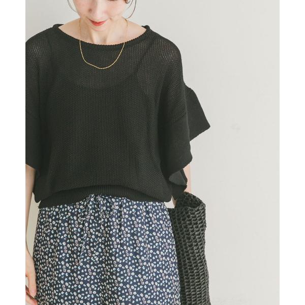 「ITEMS URBANRESEARCH」 半袖ニット FREE ブラック レディース