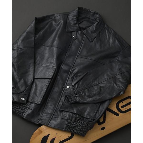 ブルゾン アウター 「SAVIER：サビアー」オーバーサイズ フェイクレザー A-2型 フライトブル...