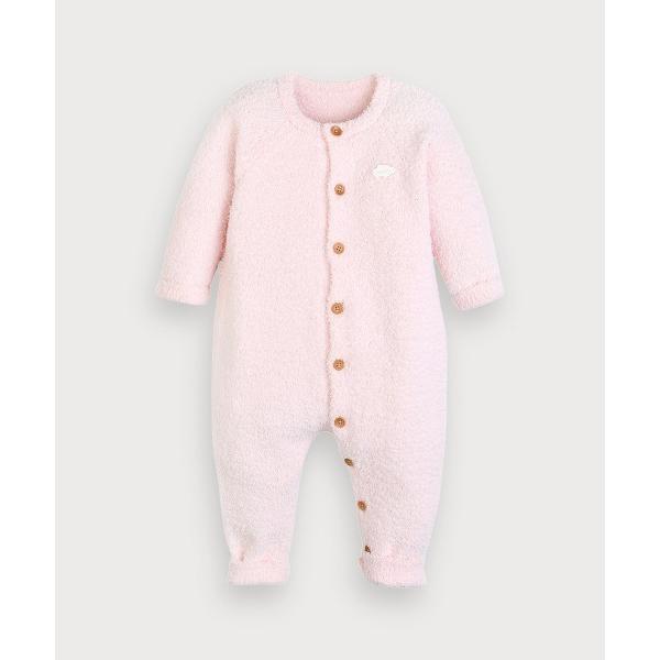 カバーオール アウター モコモコニット無地長袖カバーオール キッズ 子供服 男の子 女の子