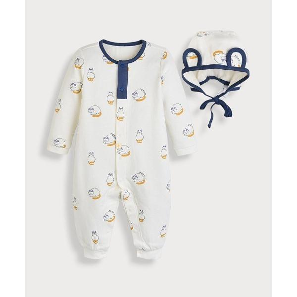 カバーオール アウター 「2点セット」ジオキャット長袖カバーオール＆帽子 キッズ 子供服 男の子 女...