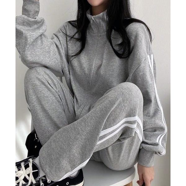 ジャージ サイドラインZIPパーカー パンツ スウェットジャージ セットアップ 上下セット /韓国ス...