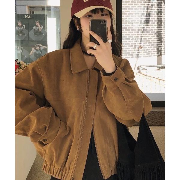 ブルゾン アウター スエードZIPブルゾン 春/韓国 トレンド 26SS レディース