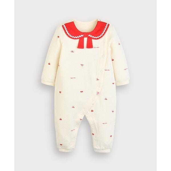 カバーオール アウター レッドリボンセーラーカラー長袖カバーオール キッズ 子供服 女の子