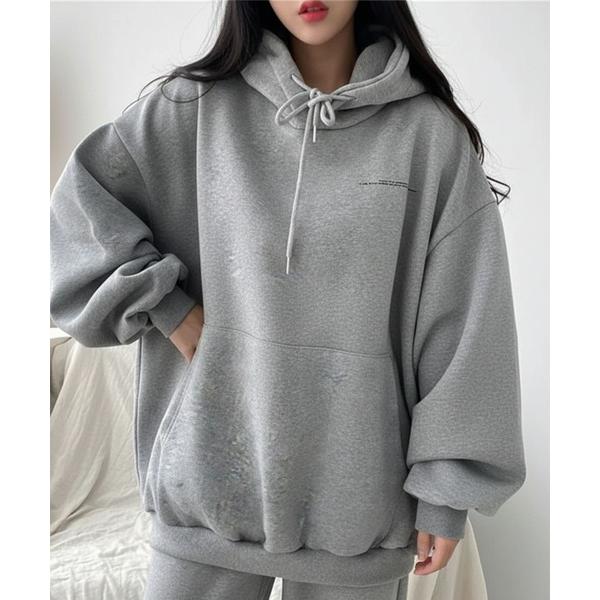 パーカー 月 ムーンモチーフバックプリント スウェットパーカー/韓国 ストリート オーバービッグサイ...