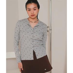 カーディガン 小花柄ワッフルカーディガン レディース