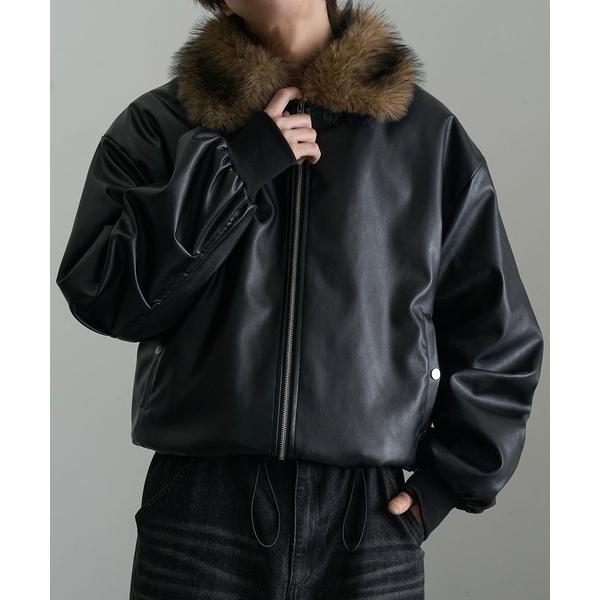 ブルゾン アウター 「welise/ウェライズ」ヘビーアーティフィシャルレザー ボアライニング 2w...
