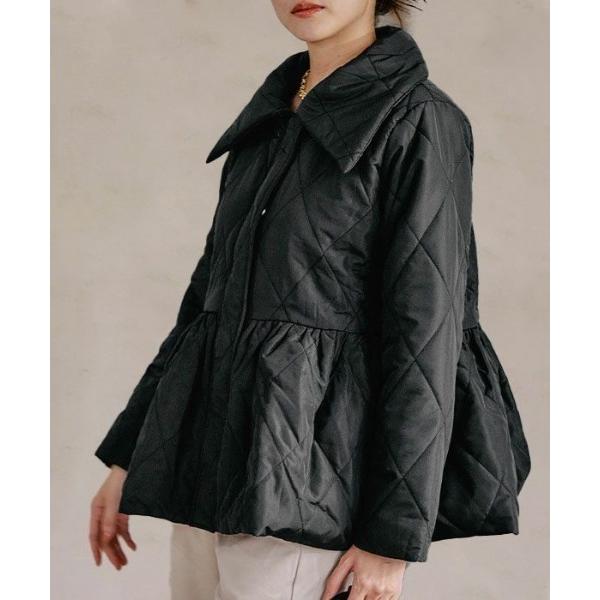 コート アウター ダイヤキルトペプラムダウン レディース