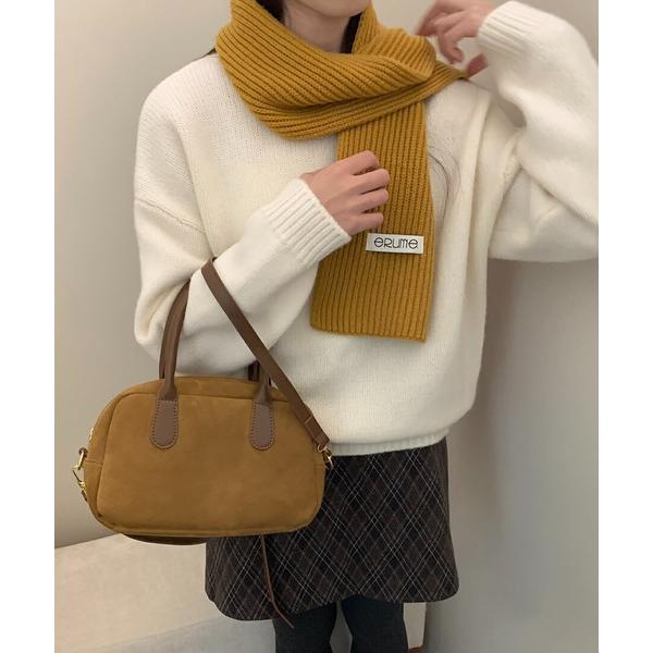 ニット セーター クルーネックドロップショルダーニット レディース