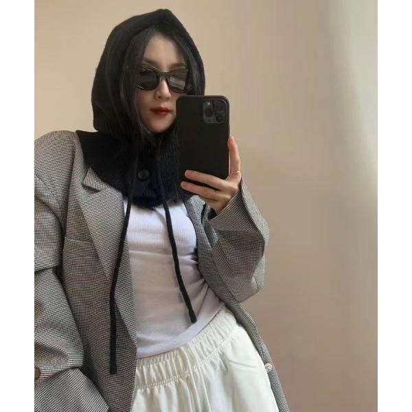 マフラー ストール 冬のアクセントに！ニットフードスカーフ レディース