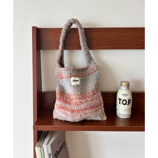 トートバッグ 手編み風 もこもこ　トートバッグ レディース