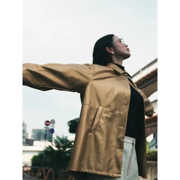 ブルゾン アウター アグネス フェイク レザー ジャケット オーバーサイズ レディース