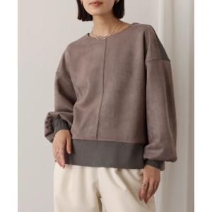 スエード×リブ２ＷＡＹプルオーバー レディース