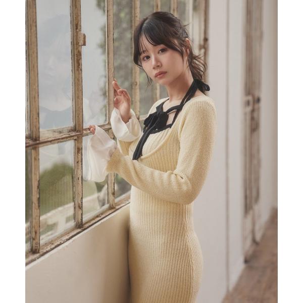 ワンピース *M DOLLY original* chiffon ribbon luna knit ...