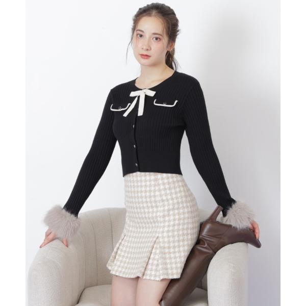 ニット セーター 袖フェイクファーカーデトップス レディース