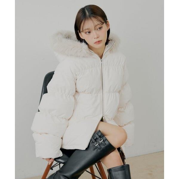 コート アウター 「新色追加」ファー取り外しミドルルーズ中綿ブルゾン レディース