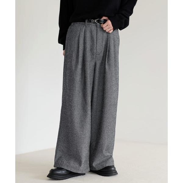 パンツ ネップツイード2タックワイドバギースラックス メンズ レディース